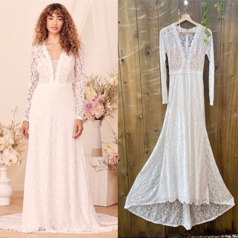 Romantic White Lace Long Sleeve Maxi Dress 🌿